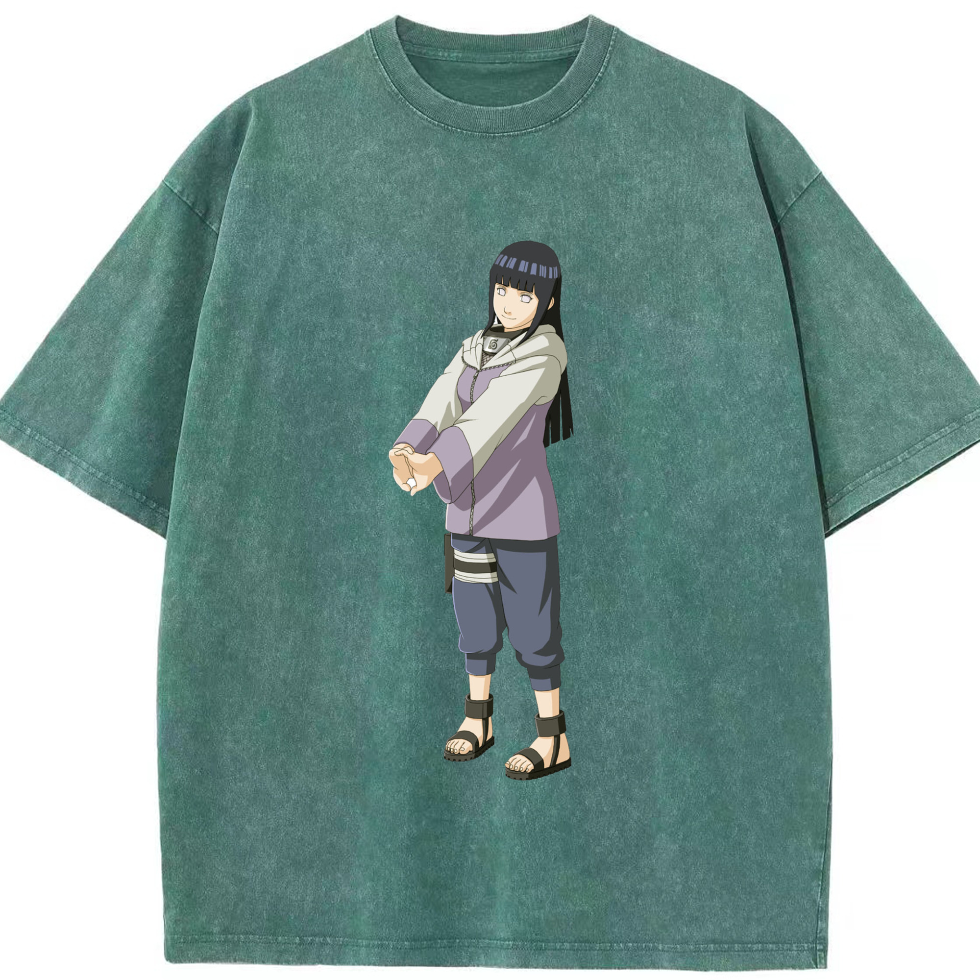 （画像用） NARUTO -ナルト- 日向ヒナタ Hyūga Hinata 綿100% ヴィンテージ風 半袖Tシャツ（フロントプリント）